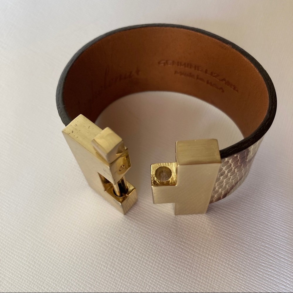 Leighelena Leather Jigsaw Wide Cuff Bracelet